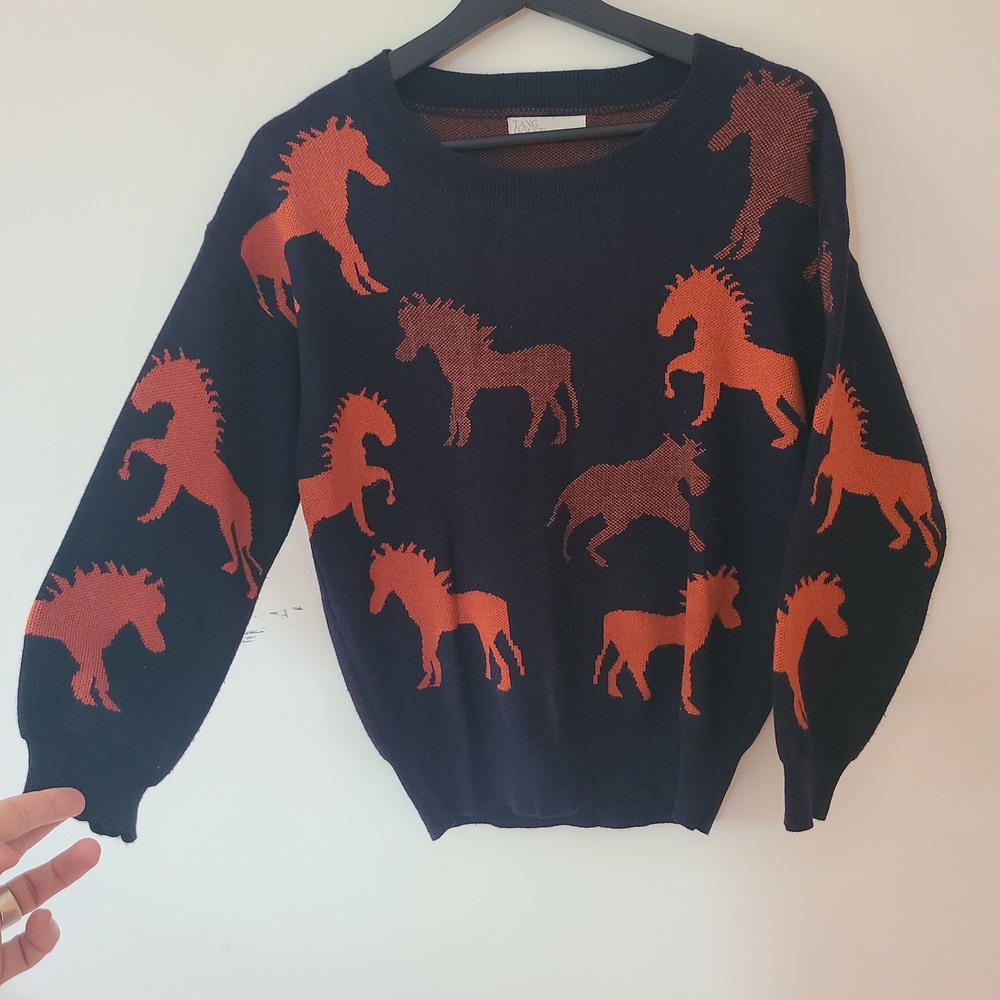 Vintage Horse Design Sweater